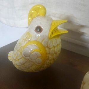 Ceramic Yellow and Cream Chicken Figurine
